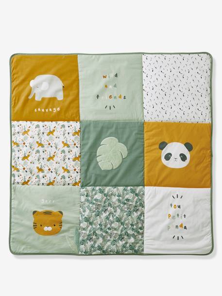 Baby Spieldecke/ Laufstalleinlage PANDAFREUNDE, Patchwork-Design Oeko-Tex mehrfarbig 1