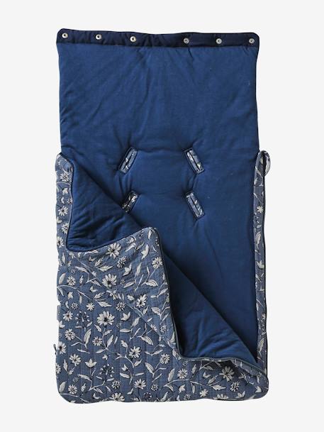 Baby Ausfahrsack, Musselin Oeko-Tex, personalisierbar blau indien blume+wollweiß landhaus 2