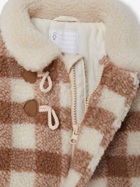 Baby Felljacke mit Recycling-Polyester - beige kariert - 4