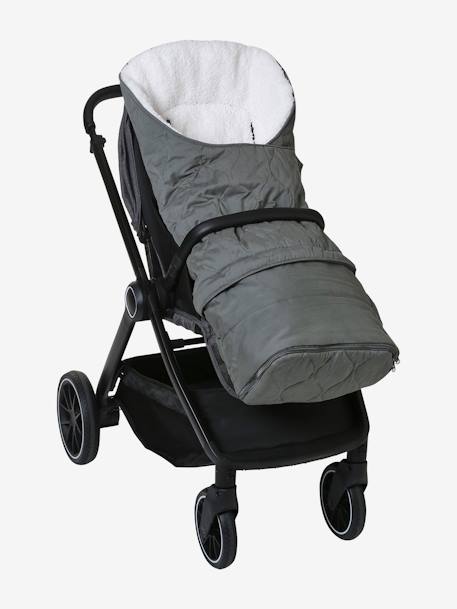 Baby Ausfahrsack mit Futter aus Teddyfleece moosgrün+schiefergrau 10