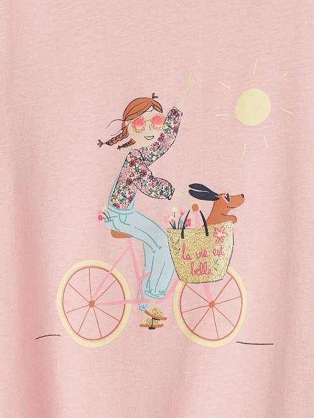 Mädchen T-Shirt - creme/sunflowers+pfirsich+pudrig rosa+weiß/fahrrad - 13