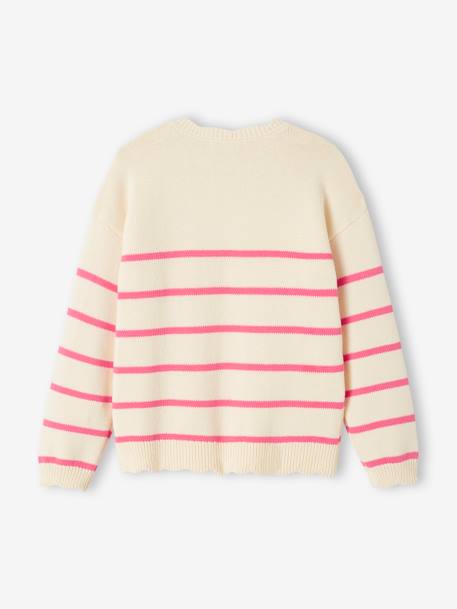 Mädchen Ringelpullover - bonbon rosa+marine+marine gestreift+pudrig rosa - 2