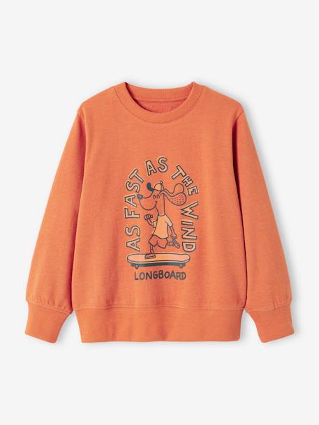 Jungen Sweatshirt mit Print BASIC Oeko-Tex - aprikose+beige meliert+pistaziengrün - 1