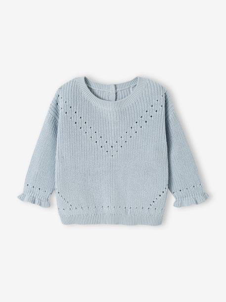 Baby Pullover aus Rippstrick Oeko-Tex - eisblau+rosa - 1