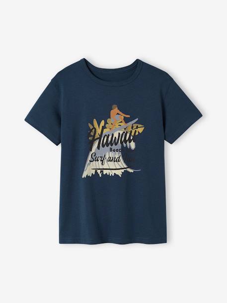 Jungen T-Shirt, grafischer Print Oeko-Tex himmelblau+nachtblau+rosenholz+türkis+wollweiß 5