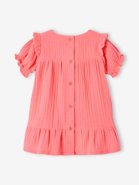 Baby Kleid aus Musselin koralle+vanille 2