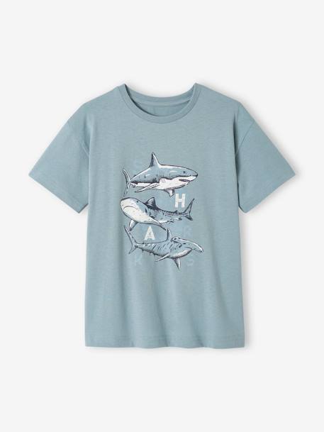 Jungen T-Shirt mit Tierprint, Recycling-Baumwolle anthrazit+graublau+wollweiß 5