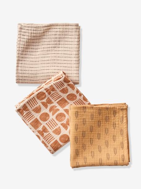 3er-Pack Baby Wickeltücher ETHNIC Oeko-Tex beige bedruckt 1