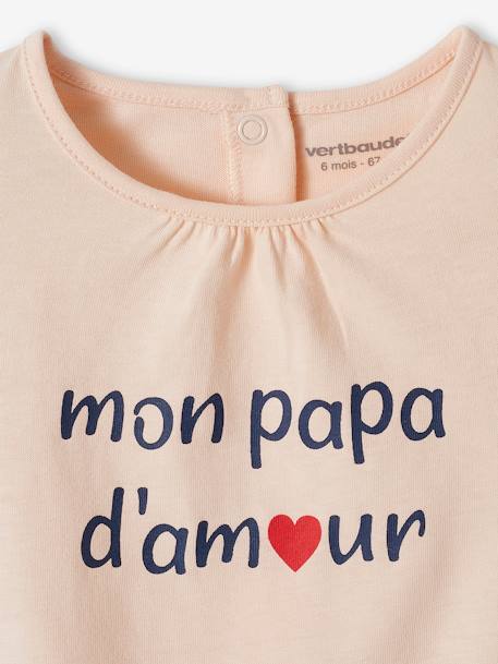 Baby T-Shirt mit Schriftzug Bio-Baumwolle hellrosa+wollweiß 3