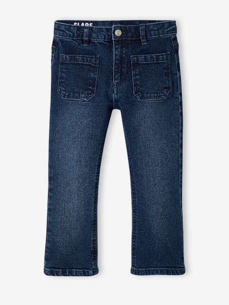 Mädchen Flare-Jeans, 7/8 - blue stone+jeansblau - 9