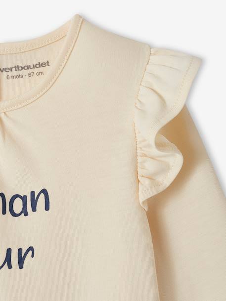 Baby T-Shirt mit Schriftzug Bio-Baumwolle hellrosa+wollweiß 7