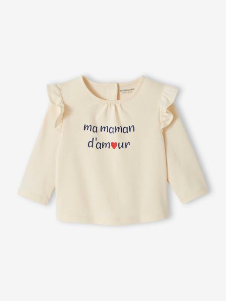 Baby T-Shirt mit Schriftzug Bio-Baumwolle hellrosa+wollweiß 6