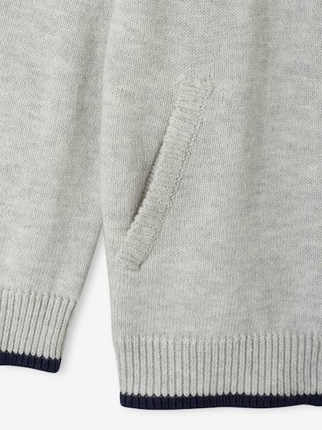 Jungen Strickjacke im College, personalisierbar-Look Oeko-Tex grau meliert+graublau+nachtblau+salbeigrün 5