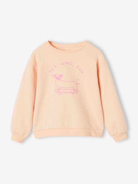 Mädchen Sweatshirt mit Print Basics Oeko-Tex aprikose+bonbon rosa+graugrün+indigo-blau+rosa+vanille 1