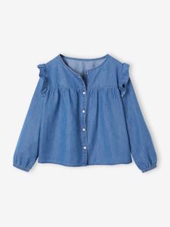 -Mädchen Jeansbluse mit Volants