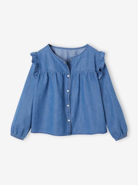 Mädchen Jeansbluse mit Volants blue stone 1