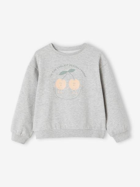 Mädchen Sweatshirt mit Print Basics Oeko-Tex - aprikose+bonbon rosa+grau meliert - 7