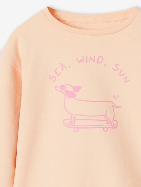 Mädchen Sweatshirt mit Print Basics Oeko-Tex - aprikose+bonbon rosa+grau meliert - 3