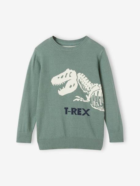 Jungen Pullover mit Dino Oeko-Tex salbeigrün 1