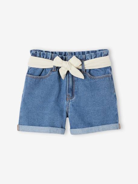 Mädchen Jeansshorts mit Paperbag-Bund - blue stone - 2