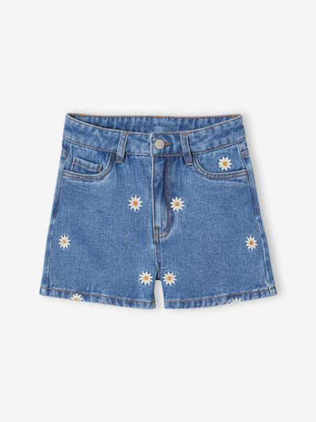 Mädchen Jeansshorts mit Blumenstickerei blue stone 2