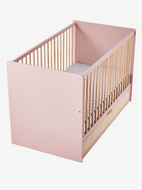 Mitwachsendes Babybett POESIE, Schublade mit Rattan rosa/natur 7