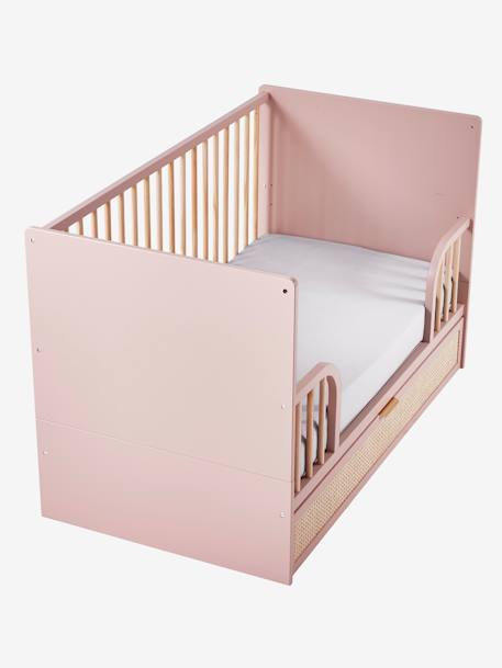 Mitwachsendes Babybett POESIE, Schublade mit Rattan rosa/natur 8