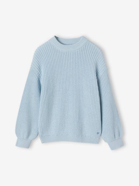 Mädchen Pullover aus Rippstrick Oeko-Tex - himmelblau+koralle+rosa - 2