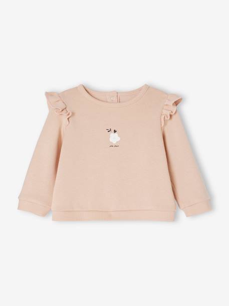 Baby-Set: Sweatshirt & Hose - grau meliert+rosa nude+tonfarben+wollweiß - 8