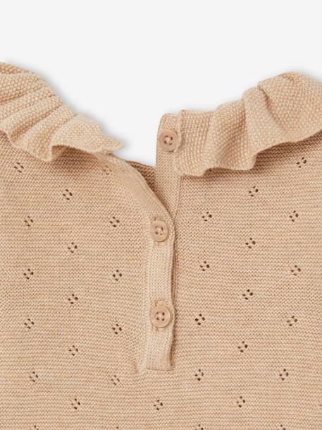 Baby-Set: Strick-Kurzoverall mit langen Ärmeln & Mütze Oeko-Tex - beige meliert - 6