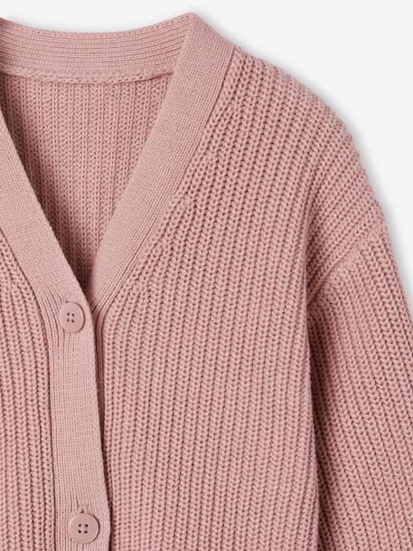 Mädchen Strickjacke Oeko-Tex altrosa+dunkelviolett+malve+pistaziengrün+rosa gestreift 9