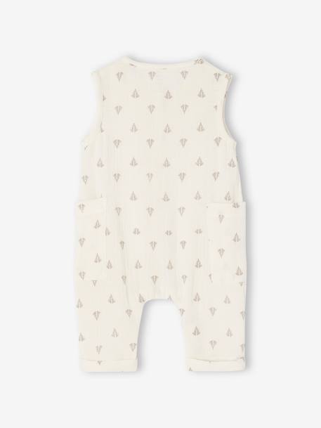 Baby Musselin-Overall - cappuccino+hellbeige bedruckt+wollweiß - 5