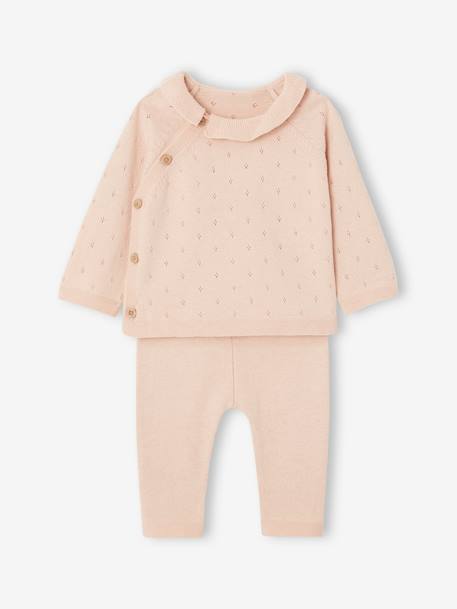 Baby Strick-Set: Pullover & Hose Oeko-Tex - rosa nude - 3