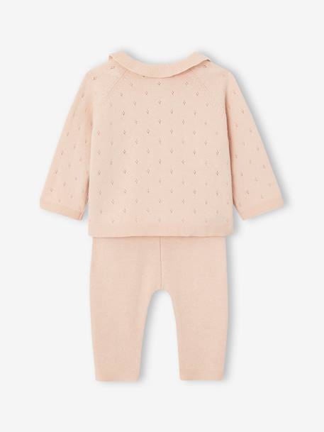 Baby Strick-Set: Pullover & Hose Oeko-Tex - rosa nude - 6