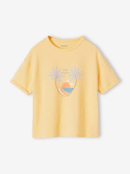 Mädchen T-Shirt Oeko-Tex koralle+pastellgelb 5