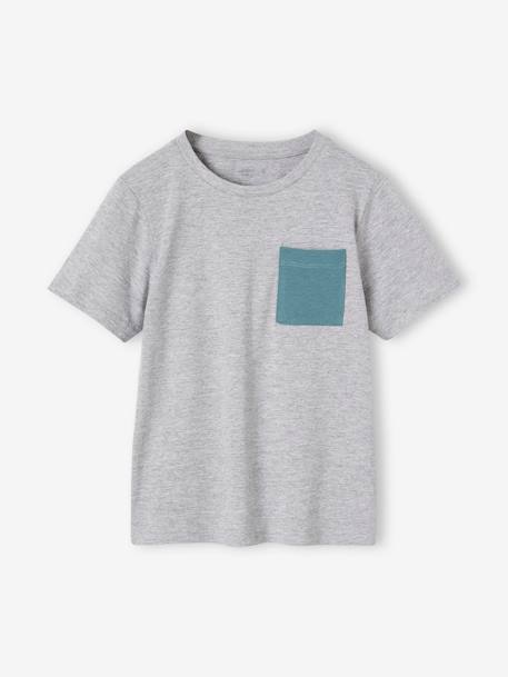 3er-Pack Jungen T-Shirts BASIC Oeko-Tex - aqua+azurblau+cappuccino+grün+weiß meliert - 4