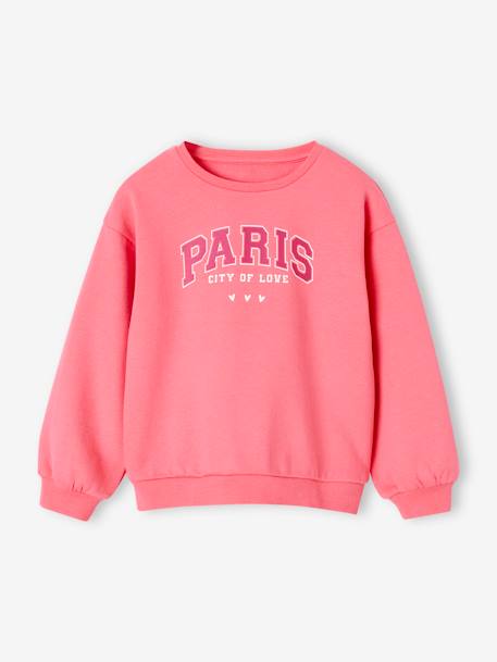 Mädchen Sweatshirt mit Print Basics Oeko-Tex - aprikose+bonbon rosa+grau meliert - 4