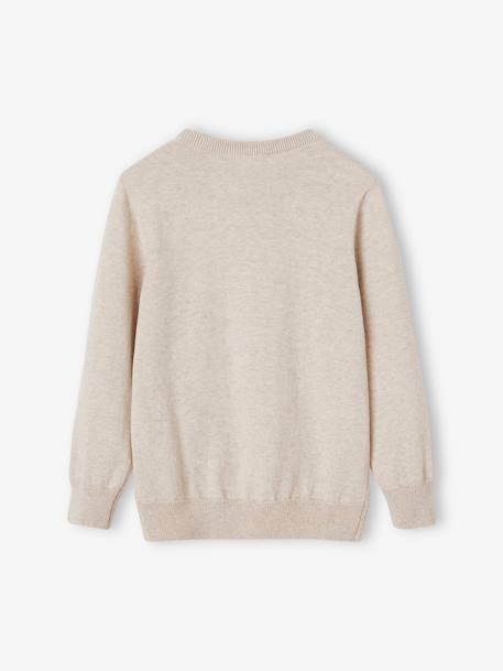 Jungen Pullover mit Henley-Ausschnitt Oeko-Tex, personalisierbar beige meliert+blau meliert+mintgrün 3