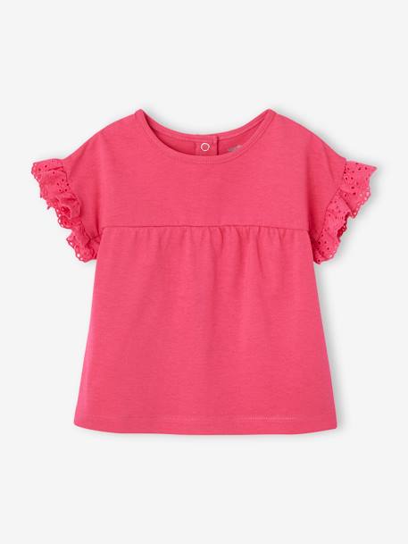 Baby T-Shirt aus Bio-Baumwolle, personalisierbar fuchsia+wollweiß 1