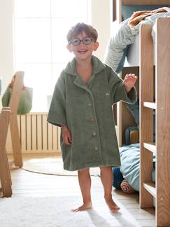 Jungenkleidung-Kinder Oversize-Bademantel mit Kragen aus Recycling-Baumwolle, personalisierbar