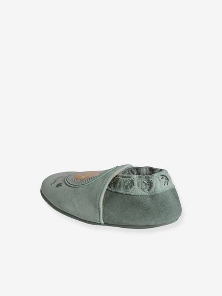 Baby Krabbelschuhe mit Gummizug khaki+salbeigrün 9