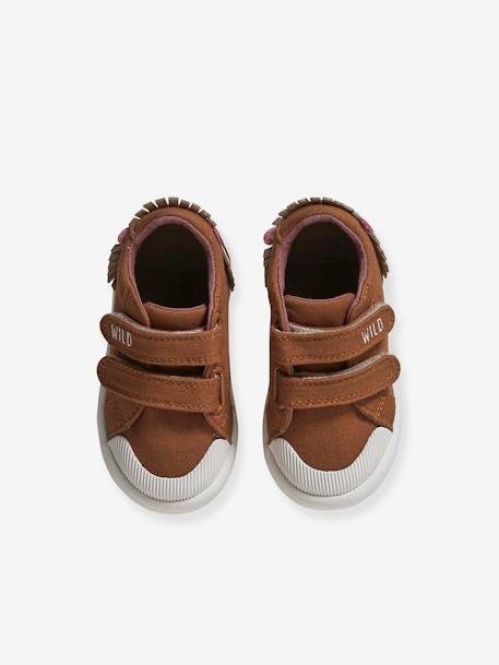 Jungen Baby Stoff-Sneakers, Klett braun+dunkelbraun 13