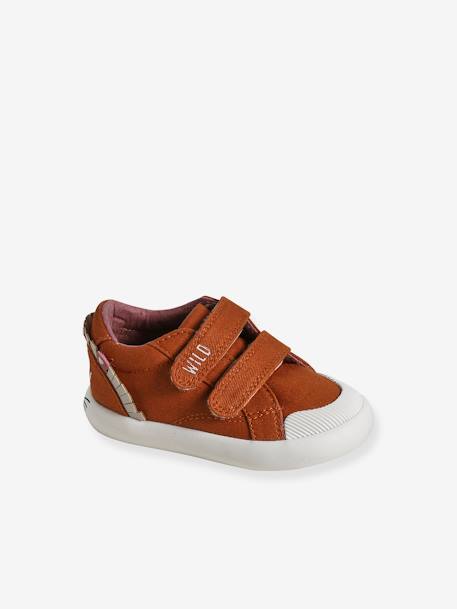 Jungen Baby Stoff-Sneakers, Klett dunkelbraun 1