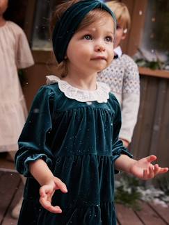 -Mädchen Baby Weihnachts-Geschenkset: Samtkleid & Haarband