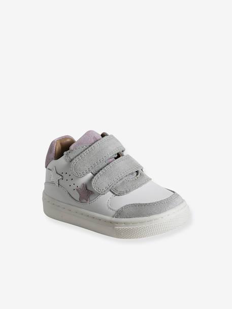 Baby Klett-Sneakers Stern-Applikation weiß/hellgrau/hellviolett 1