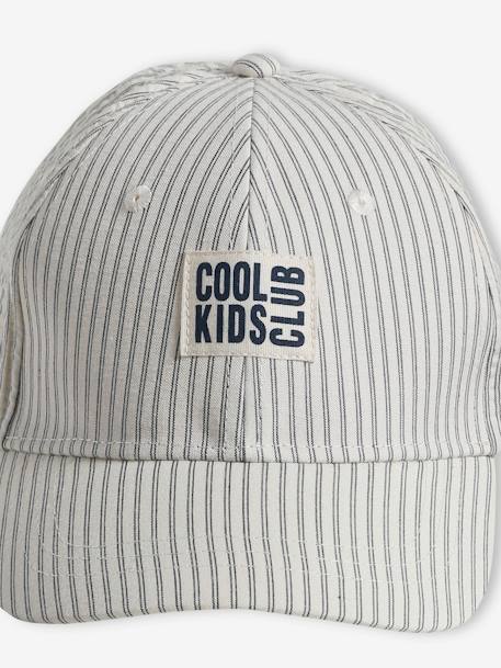 Jungen Cap mit Sticklabel vorn - beige gestreift+marine+moosgrün - 3