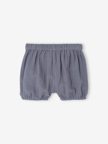 2er-Pack Baby Shorts aus Musselin graublau+wollweiß 4