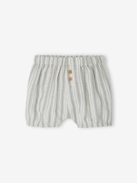 2er-Pack Baby Shorts aus Musselin graublau+wollweiß 3