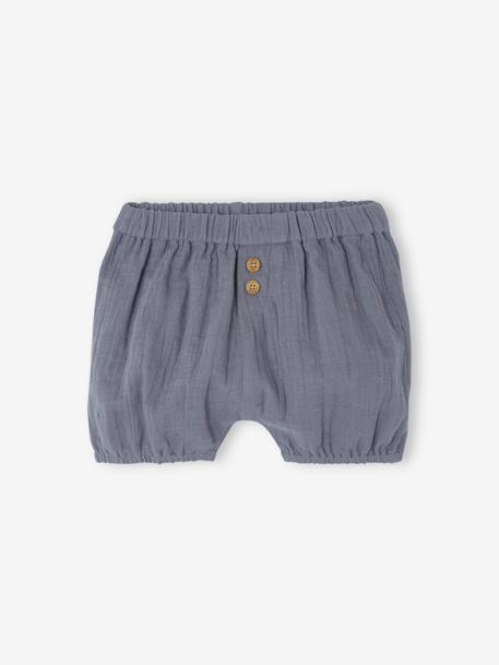 2er-Pack Baby Shorts aus Musselin graublau+wollweiß 2