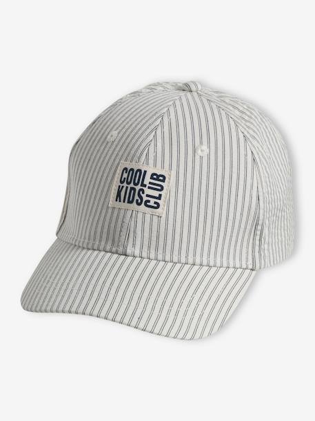 Jungen Cap mit Sticklabel vorn beige gestreift+marine 1